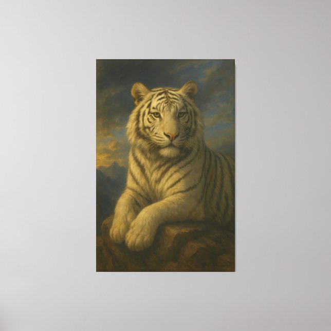 Majestic White Tiger – Fine Art Print Leinwanddruck (Vorderseite)