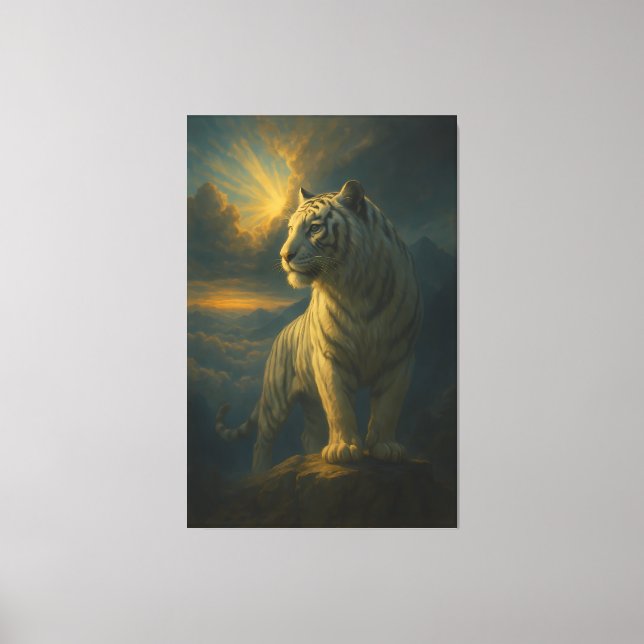 Majestic White Tiger – Fine Art Print Leinwanddruck (Vorderseite)