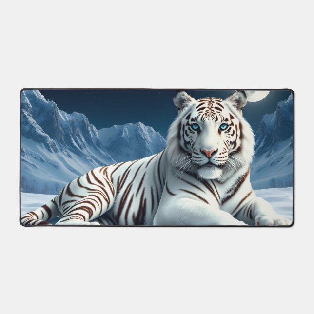Majestic White Tiger in der Schneeballmatte Schreibtischunterlage (Vorderseite)