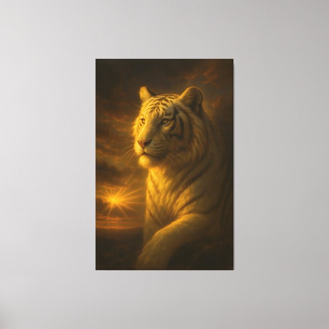 Majestic White Tiger in Golden Light Leinwanddruck (Vorderseite)