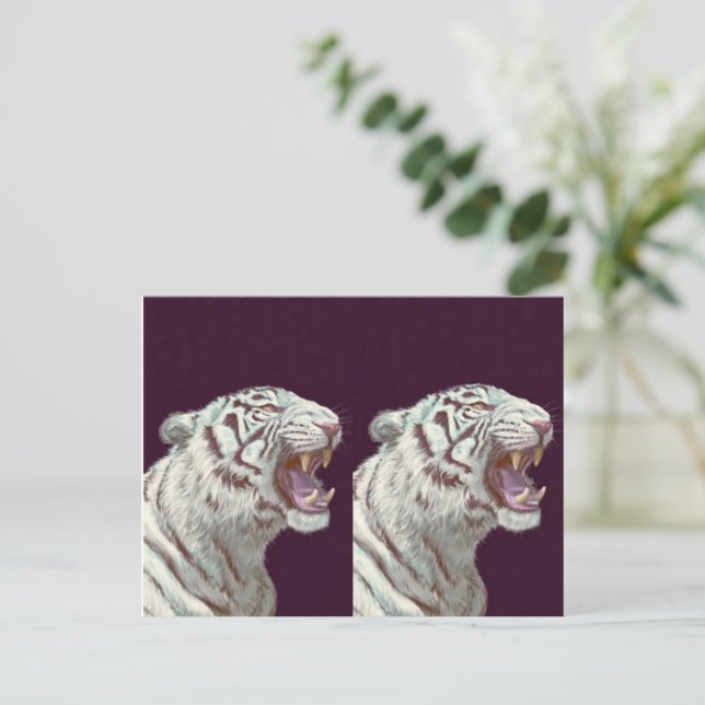 Majestic White Tiger – Postcard Design Postkarte (Stehend Vorderseite)