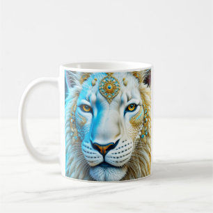 Majestic White und Gold Lion Personalisiert Kaffeetasse