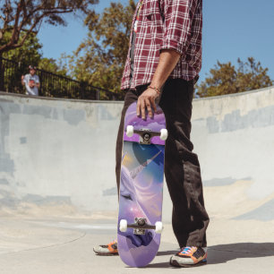 Majestic White Unicorage Lila Dreamy Sky Skateboard