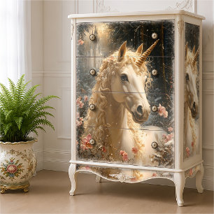 Majestic White Unicorn Winter Fantasy Snowy Forest Seidenpapier