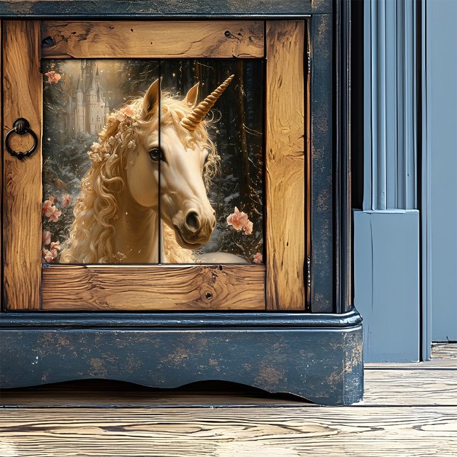 Majestic White Unicorn Winter Fantasy Snowy Forest Seidenpapier (Von Creator hochgeladen)