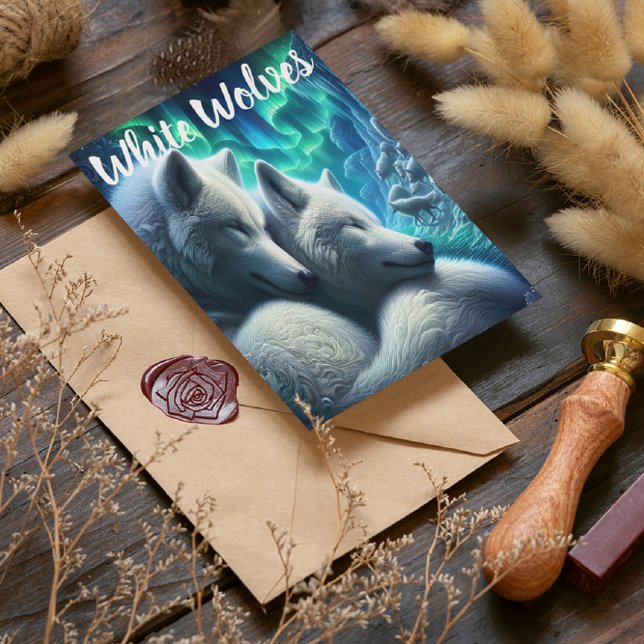 Majestic White Wolves Ruhen Postkarte (Von Creator hochgeladen)