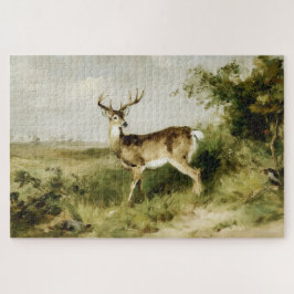 Majestic Whitetail Deer Oil Painting Landscape Puzzle