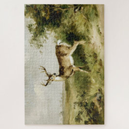 Majestic Whitetail Deer Oil Painting Landscape Puzzle