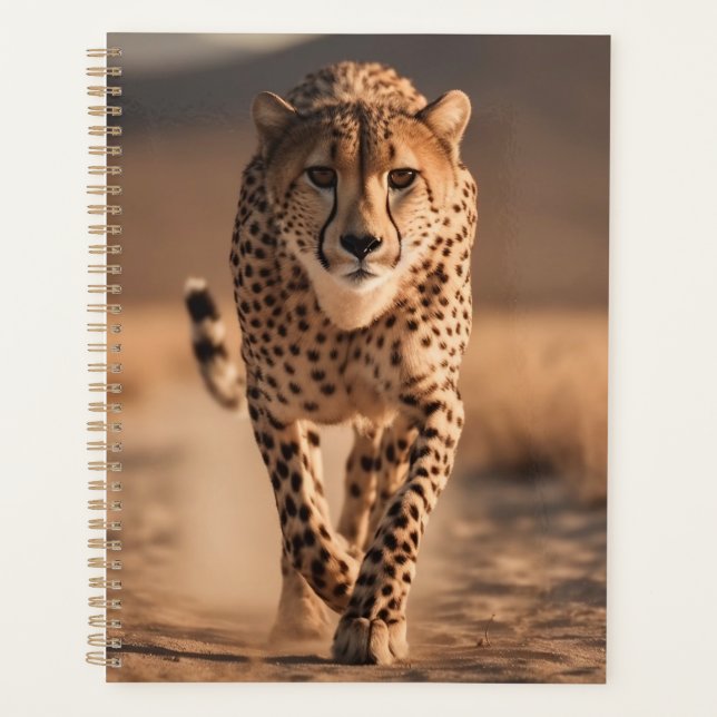 Majestic Wild Cheetah Running Photo Planer (Vorderseite)
