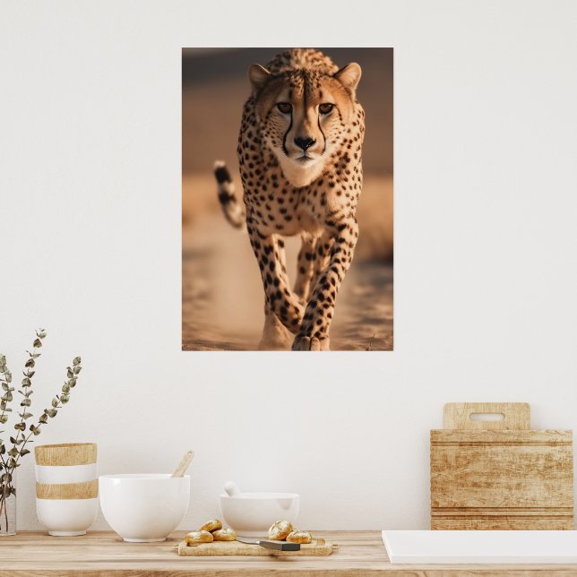 Majestic Wild Cheetah Running Photo Poster (Küche)