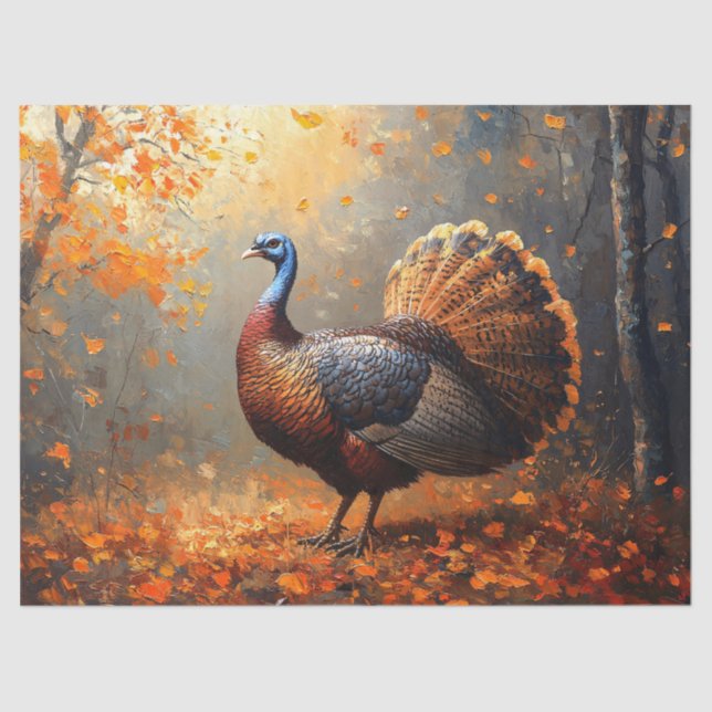 Majestic Wild Turkey im Herbstwald Seidenpapier (Vorderseite)