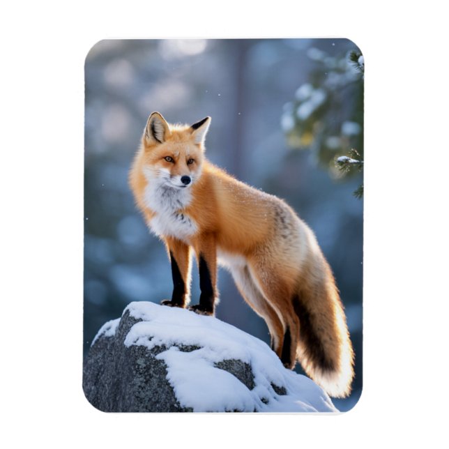 Majestic Winter Fox Fotografie Magnet (Vertikal)