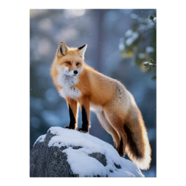 Majestic Winter Fox Fotografie Poster