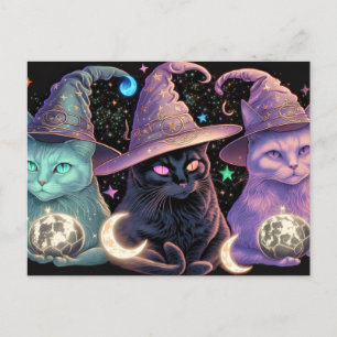 Majestic Witchy Cats Illustration Postkarte