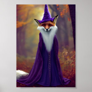 Majestic Wizard Fox mit einem lila Zauberkleid Poster