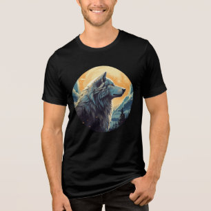 Majestic Wolf at Sunset – Wilderness Art Tri-Blend Shirt