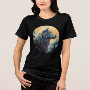Majestic Wolf at Sunset – Wilderness Art Tri-Blend Shirt