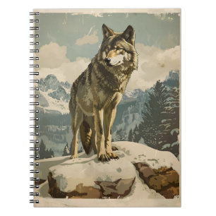 Majestic Wolf auf Snowy Rock Notizblock
