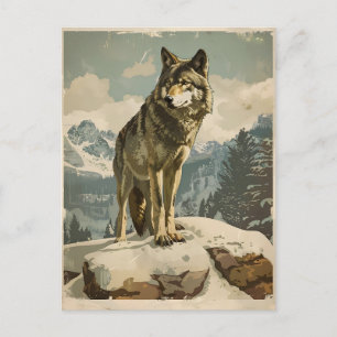 Majestic Wolf auf Snowy Rock Postkarte