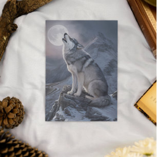 Majestic Wolf Bergwelt im Mondschein Postkarte