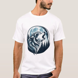 Majestic Wolf Howling auf dem Vollmond T-Shirt