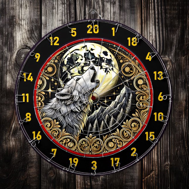 Majestic Wolf Howls unter Starry Sky Dartscheibe (Von Creator hochgeladen)