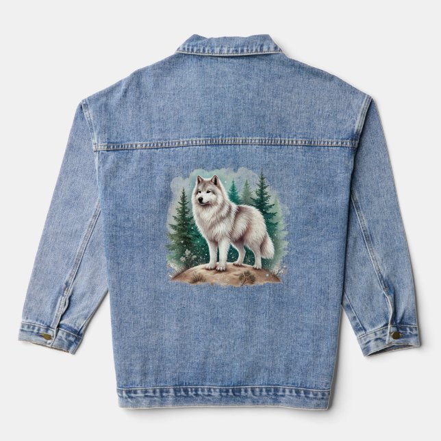 Majestic Wolf im Wald Jeansjacke (Rückseite)