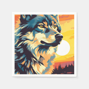 Majestic Wolf Impressionist Journey Serviette