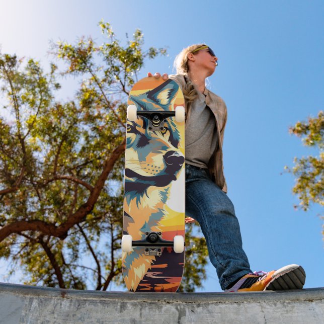 Majestic Wolf Impressionist Journey Skateboard (Außenbereich 1)