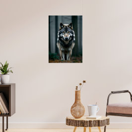 Majestic Wolf in Forest Shadows Poster