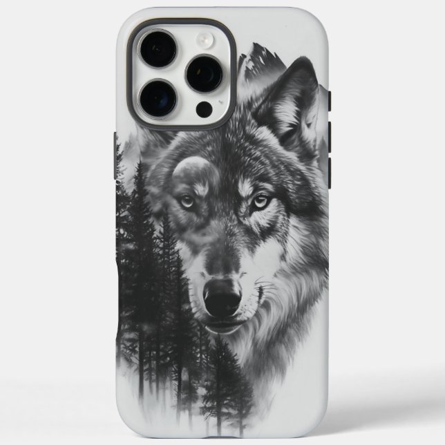 Majestic Wolf inmitten eines scheußlichen Waldes b Case-Mate iPhone Hülle (Rückseite)