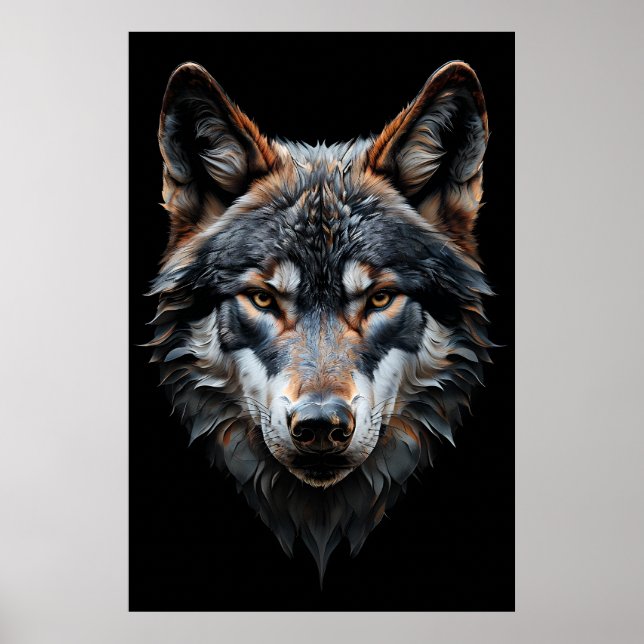 Majestic Wolf Portrait - Hyperreal Animal Art Poster (Vorne)