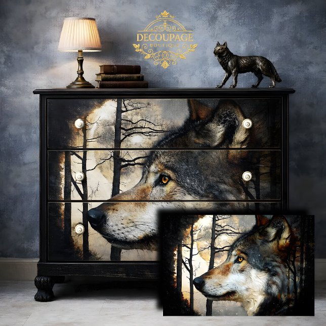 Majestic Wolf-Profil-Dekoupage Seidenpapier (Majestic Wolf Profile Decoupage Tissue Paper)