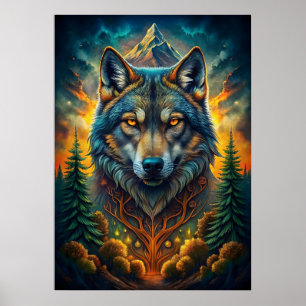 Majestic Wolf umgeben von Natur Poster