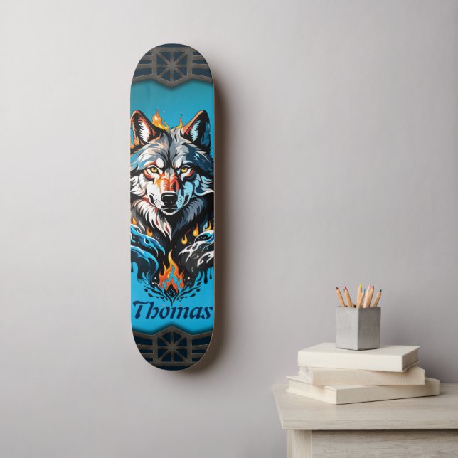 Majestic Wolfskopf Skateboard (Wandkunst)