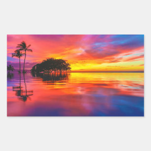 Majestic Wolken & Reflektion Rechteckiger Aufkleber