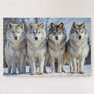 Majestic Wolves in Snowy Landschaft, Wildnis Puzzle