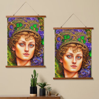 Majestic Woman St. Patrick's Day Artwork Wandteppich Mit Holzrahmen