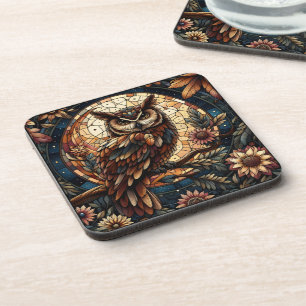 Majestic Woodland Brown Owl gestanztes Glas Getränkeuntersetzer