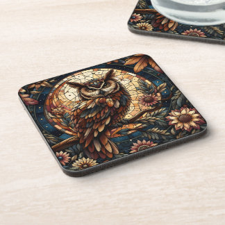 Majestic Woodland Brown Owl gestanztes Glas Getränkeuntersetzer