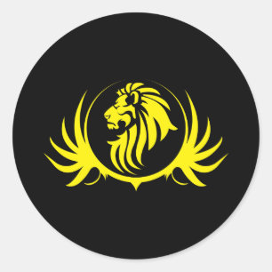 Majestic Yellow Lion Head Runder Aufkleber