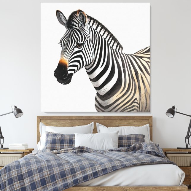 Majestic Zebra Portrait Leinwanddruck (Insitu (Schlafzimmer))
