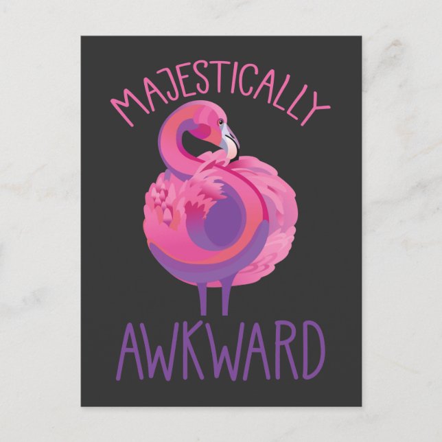 Majestisch Awkward Flamingo Introvert Clumsy Postkarte (Vorderseite)