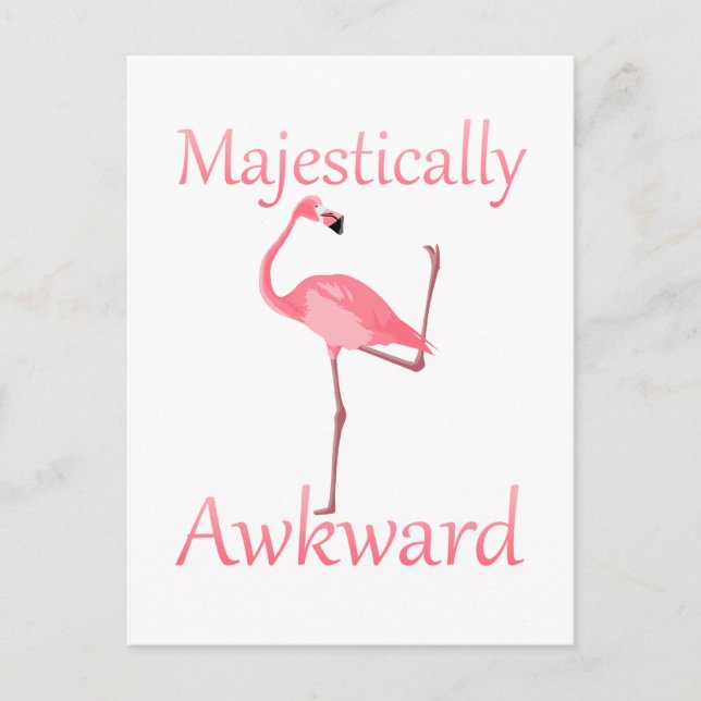 Majestisch Awkward Pink Flamingo Postkarte (Vorderseite)