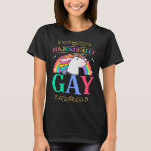 Majestisch Gay LGBTQ Flag Einhorn Magic Qu T-Shirt