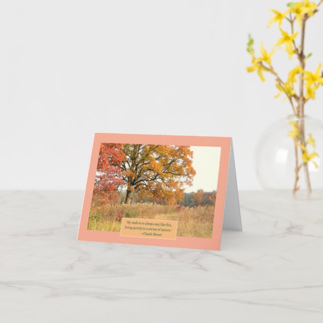 "MAJESTISCHER BAUM AM HOLZPFAD IM FALL" KARTE (Gelbe Blume)