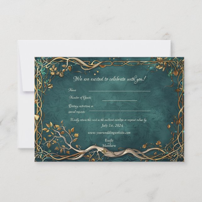 Majesty Wedding RSVP Card Mittelerden Dankeskarte (Vorderseite)
