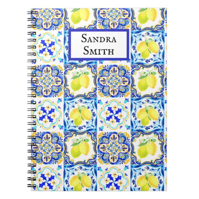 Majolica Azulejo Mediterlemon Tiles Notizblock (Vorderseite)