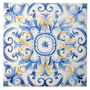 Majolica: Blau und Gold Fliese