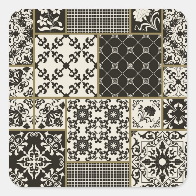 Majolica Fliesen islamische Motive. Quadratischer Aufkleber (Vorderseite)